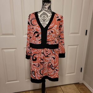 JL studio pink and black abstract‎ tunic top